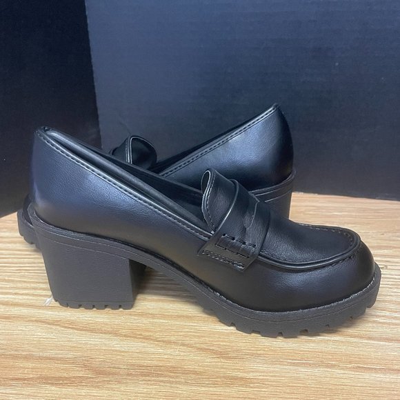 Chunky Loafers Size 6.5 Women's Vintage Y2K Soda Black Heels #3221 - Picture 2 of 12